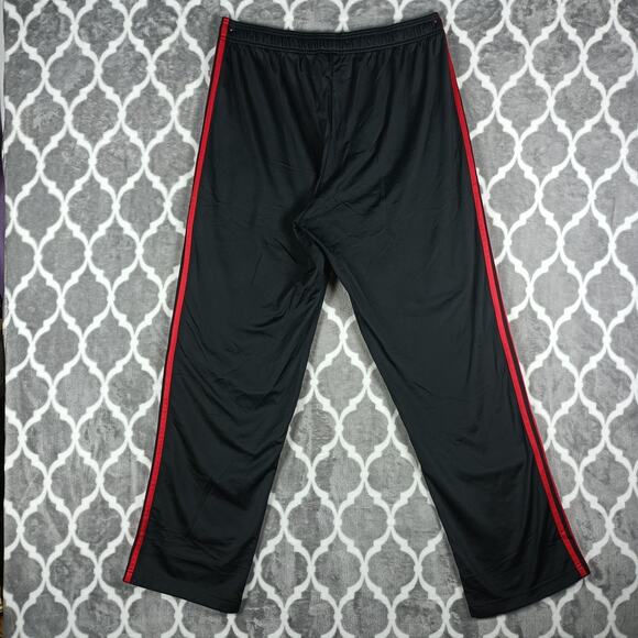 Adidas Track Pants Mens XL Black Red 3 Stripes Athletic Embroidered Logo Sport - Picture 3 of 8